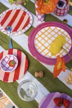 Popi Dessert Plate in Popi-Nude & Red Stripe