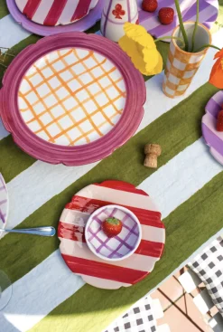 Popi Dessert Plate in Popi-Nude & Red Stripe