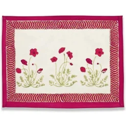 Poppies Mats in Red & Green, Set of 6