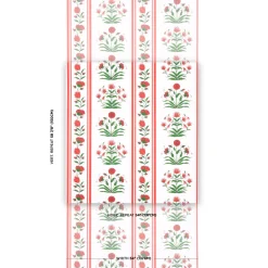 Poppy Stripes Wallpaper in Red