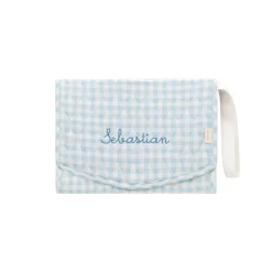 Portable Changing Pad in Blue Gingham