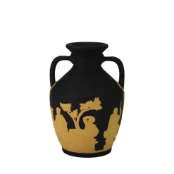 Portland Small Vase in Black & Cane