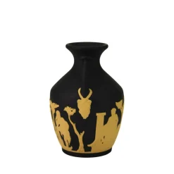Portland Small Vase in Black & Cane