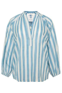 Porto Popover Top in Blue Stripe