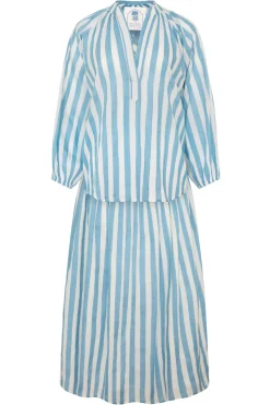 Porto Popover Top in Blue Stripe