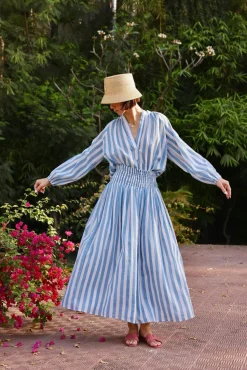 Porto Popover Top in Blue Stripe