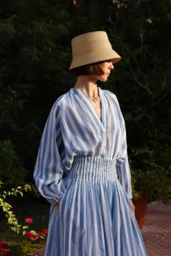 Porto Popover Top in Blue Stripe