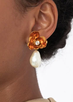 Posey Earrings in Crystal Antique Gold