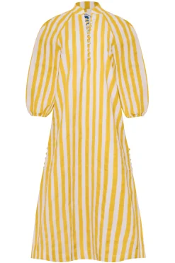 Positano Striped Caftan in Yellow Stripes