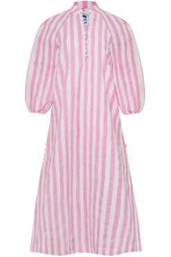 Positano Striped Caftan in Pink Stripes