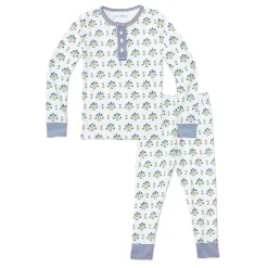 Posy Floral Block Print Two-Piece Kids Henley Pajamas