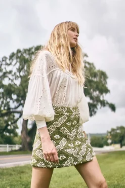 Powell Skirt in Legacy Jacquard Olive