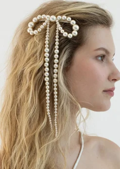 Presley Bow Barrette in Pearl