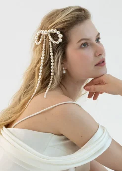 Presley Bow Barrette in Pearl
