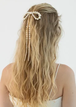 Presley Bow Barrette in Pearl