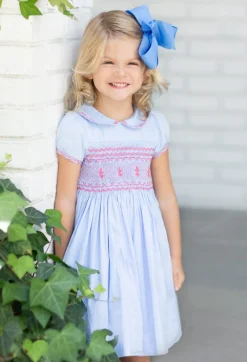 Princess Charlotte Heirloom Blue Smocked Dress