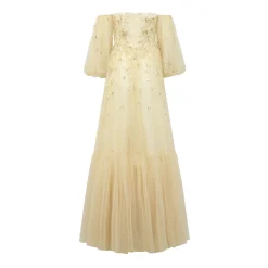 Priyanka Gown in Gold Tulle with Sporadic Sequins