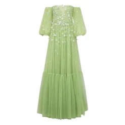 Priyanka Gown in Parakeet Tulle with Sporadic Sequins