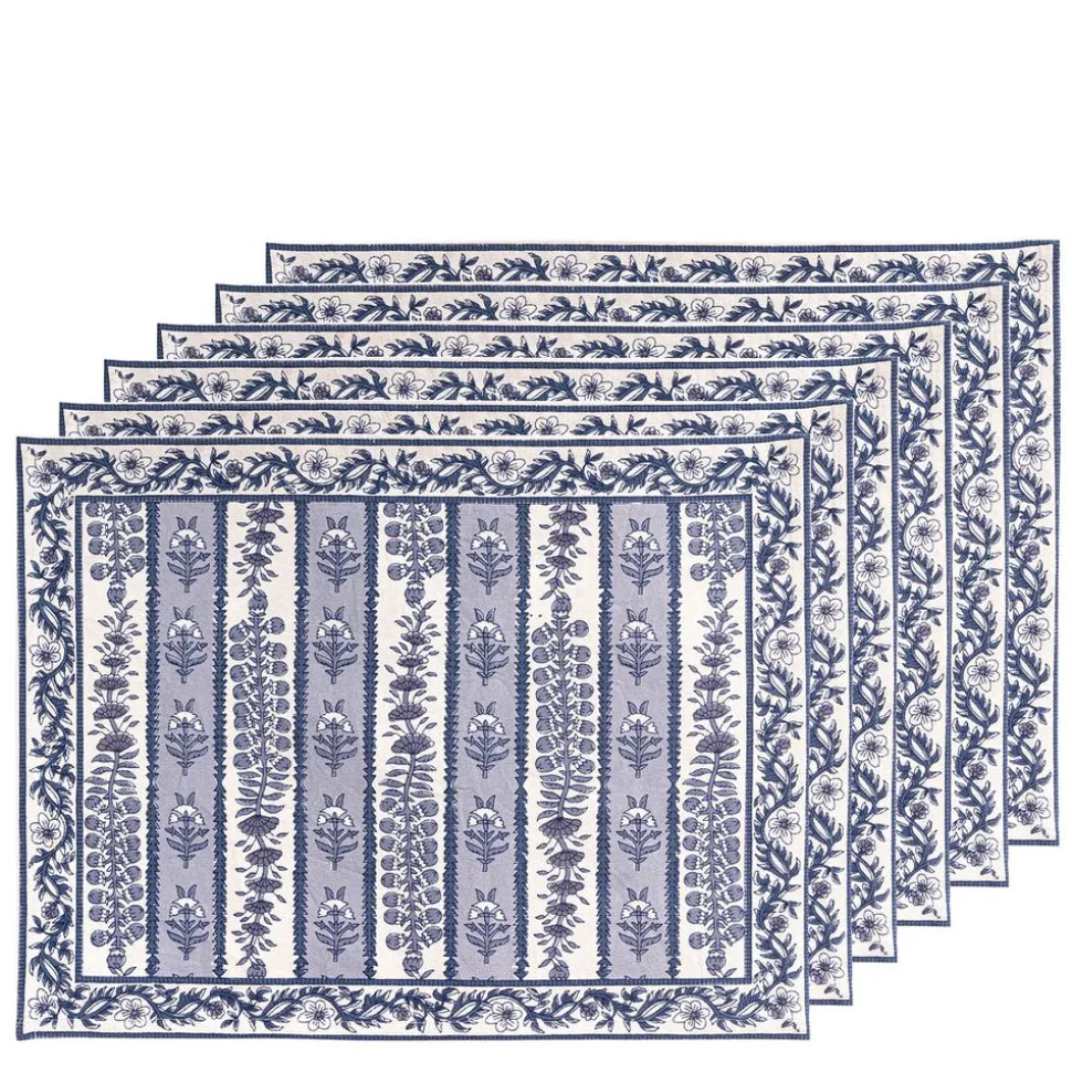 Provence Avignon Mats in Blue & Marine, Set of 6