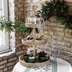 Provence Rattan 3-Tier Shelving Unit in Whitewash