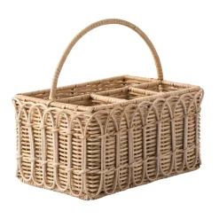 Provence Rattan Whitewash Silverware Caddy