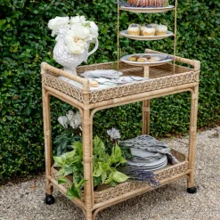 Provence Rattan Whitewash Bar Cart