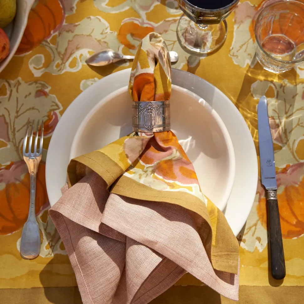 Pumpkin Napkins in Orange & Mustard, Set of 6
