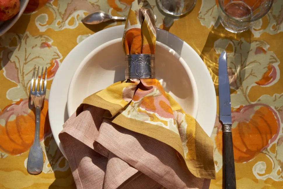 Pumpkin Napkins in Orange & Mustard, Set of 6