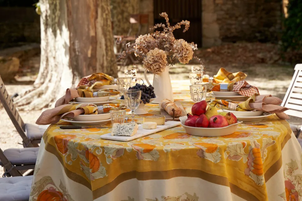 Pumpkin Tablecloth in Orange & Mustard