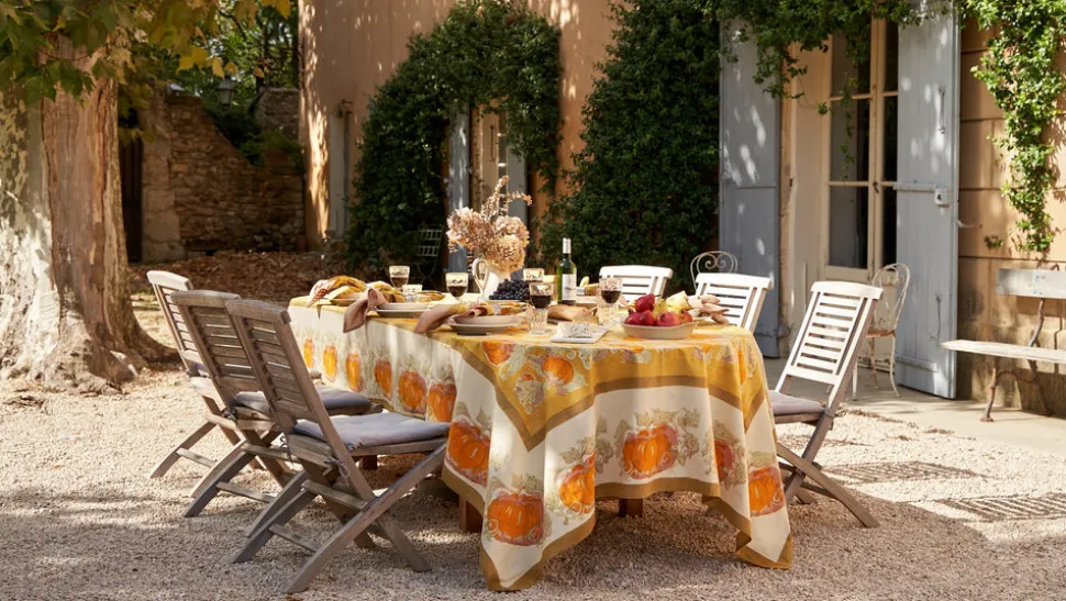 Pumpkin Tablecloth in Orange & Mustard