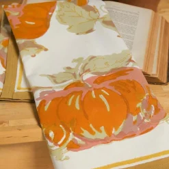 Pumpkin Tea Towels in Orange & Mustard, Set of 3