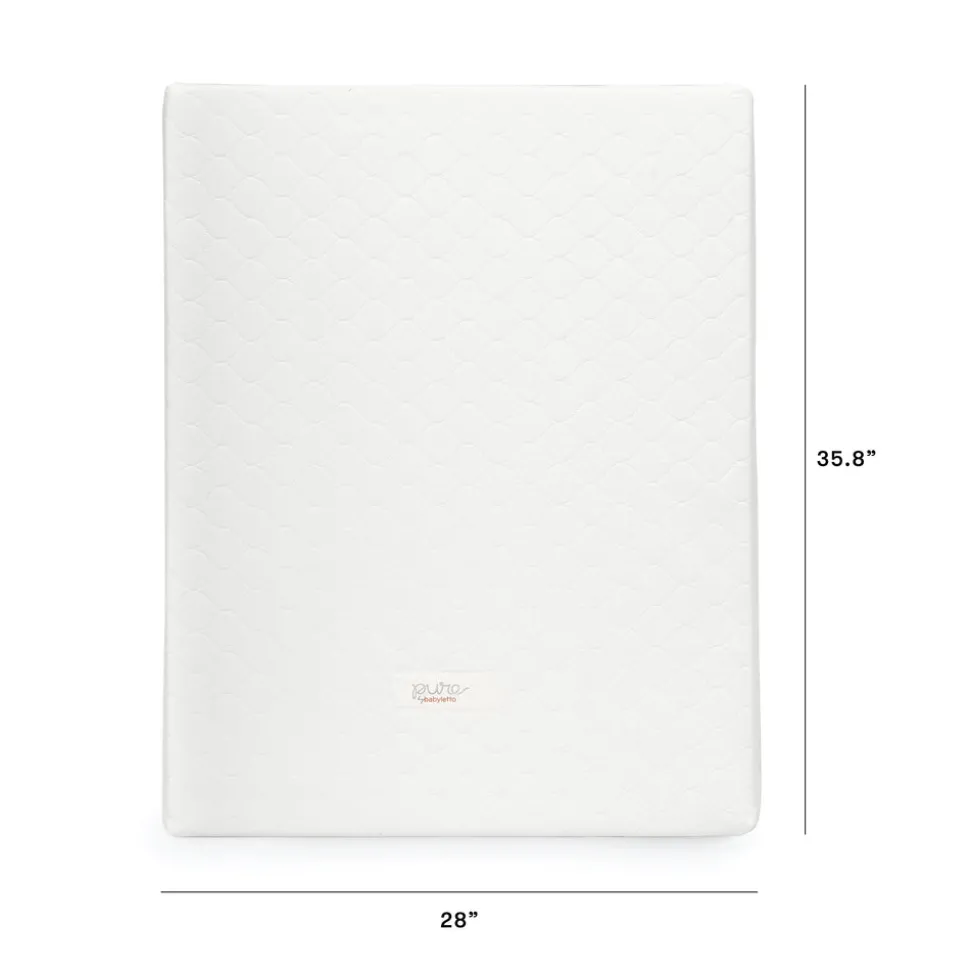 Pure Core Midi Crib Mattress w/ Hybrid Quilted Waterproof Cover (Lightweight) in White
