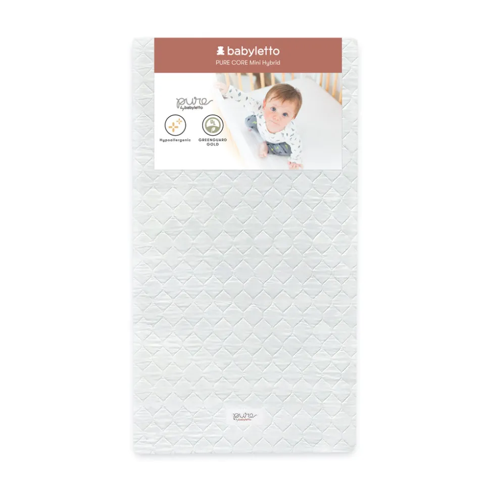 Pure Core Mini Crib Mattress with Hybrid Quilted Waterproof Cover Lightweight in White