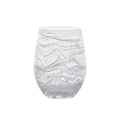 Puro Marbled Stemless Wine Glass in White