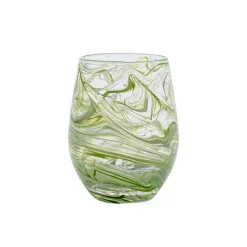 Puro Marbled Stemless Wine Glass in Green