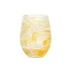 Puro Marbled Stemless Wine Glass in Yellow
