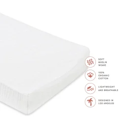 Quilted Changing Pad Cover in GOTS Certified Organic Muslin Cotton in White
