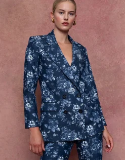 Quinn Denim Twill Jacket in Floral Navy