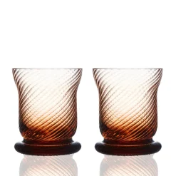 Quinn Optic Votive Holders Amber, Set of 2