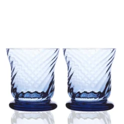 Quinn Optic Votive Holders in Ocean, Set of 2