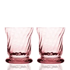 Quinn Optic Votive Holders in Rose, Set of 2