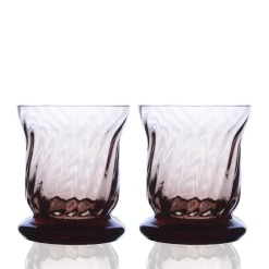 Quinn Optic Votive Holders in Mocha, Set of 2