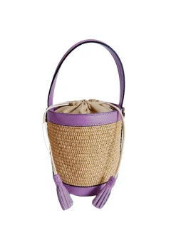 Raffia Bucket Bag in Lavender