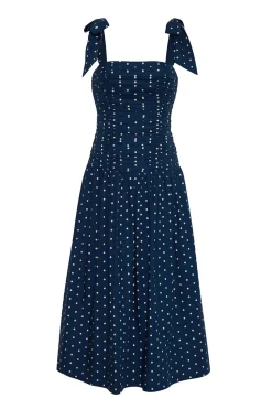 Rahi Midi Dress in Dots Navy
