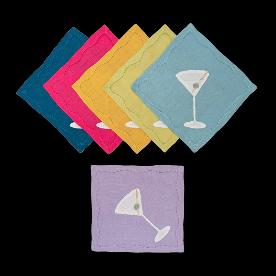 Rainbow Martini Cocktail Napkins, Set of 6