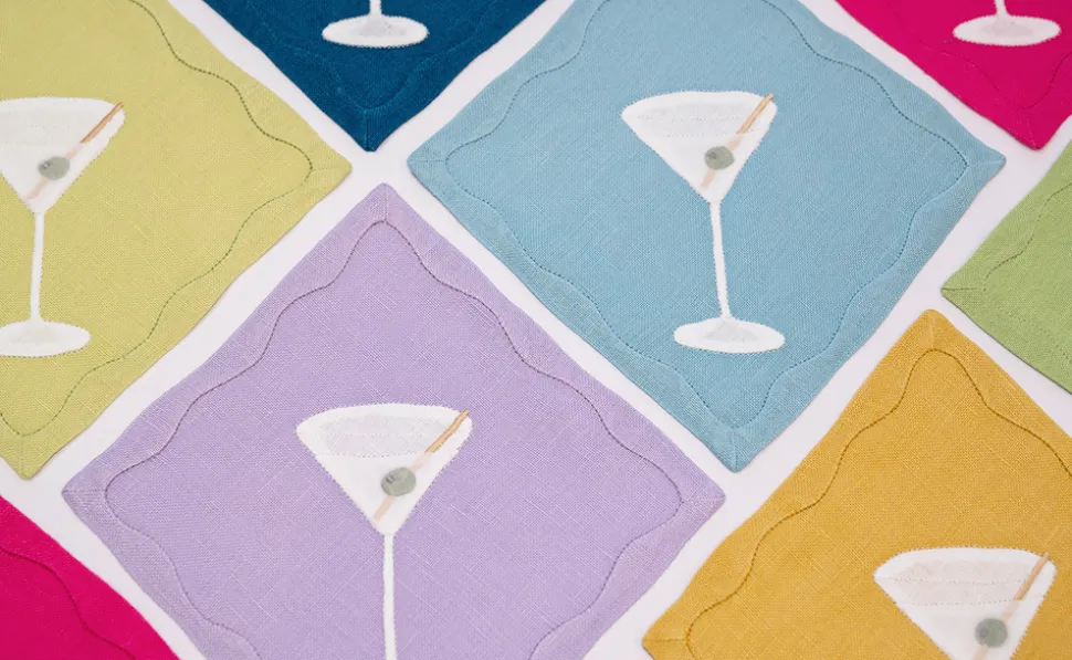 Rainbow Martini Cocktail Napkins, Set of 6