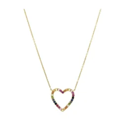 Rainbow Sapphire Heart Necklace