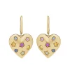 Rainbow Sapphire Kaleidoscope Heart Hoop Earrings