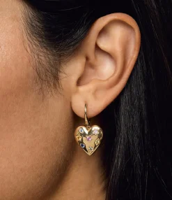 Rainbow Sapphire Kaleidoscope Heart Hoop Earrings