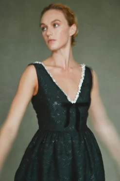 Rainey Dress in Black Floral Brocade